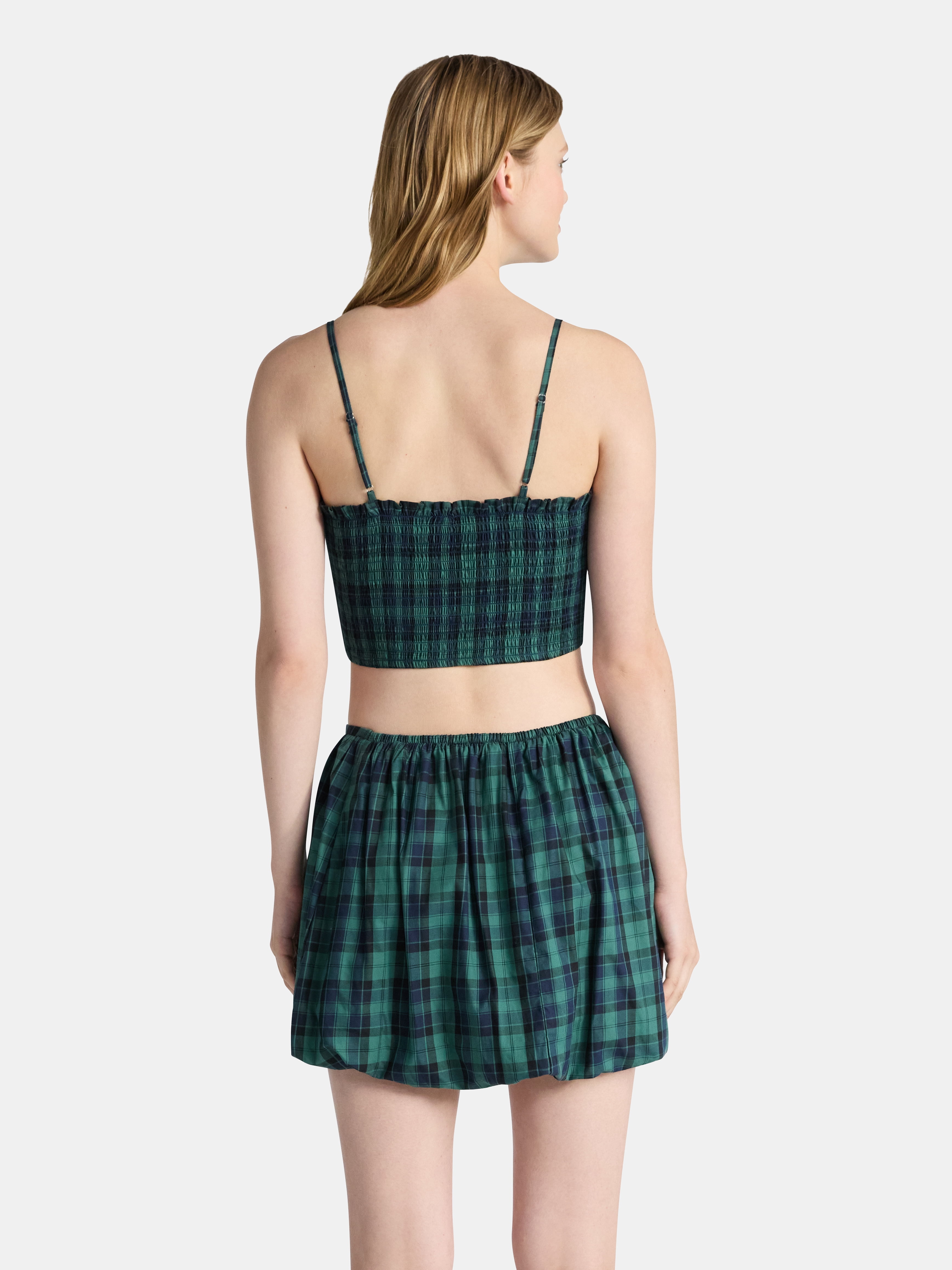 No Boundaries Cotton Cami and Mini Bubble Skirt Set, 2-Piece, Women's Sizes XXS-XXL