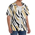 thumbnail image 2 of PAYOHTO Zebra Print Gold Glitter Mens Hawaiian Casual Short-sleeved Shirt Tropical Summer Beach Button Down Shirts, 2 of 7