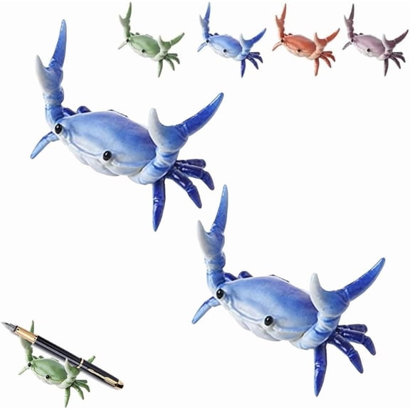 Desk Crab Pen Holder, Crab Pencil Holder, Realistic Creative Penholders Storage Accessories, Cute Rack Ornaments for Office, Home, Or Gift (Blue 2Pcs)