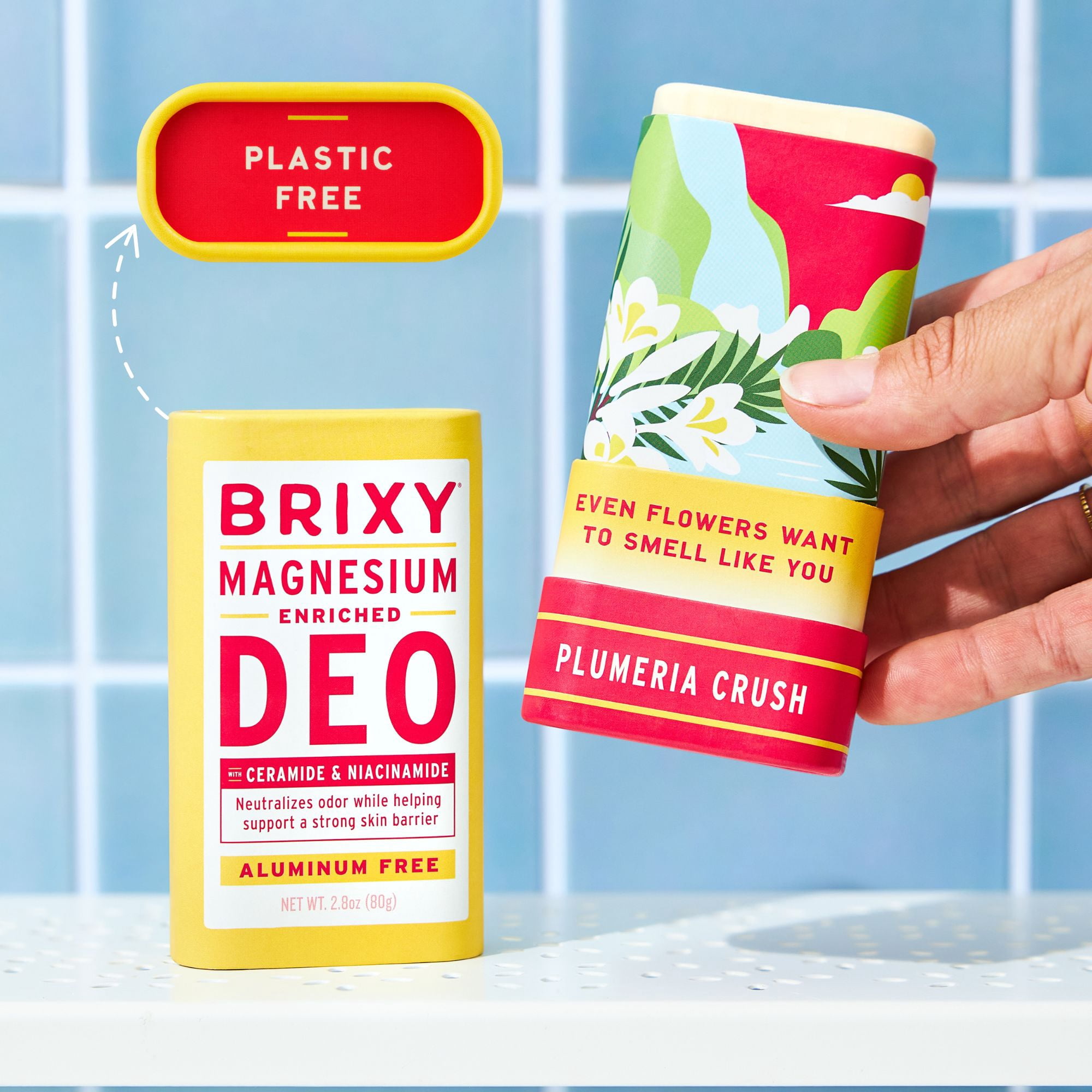 BRIXY Magnesium Deodorant, Odor Control With Ceramide & Niacinamide For Skin Health, Aluminum Free, Baking Soda Free, EWG VERIFIED, Sensitive Skin Deodorant, Vegan, Plastic Free, Light Scent (2 Pack)
