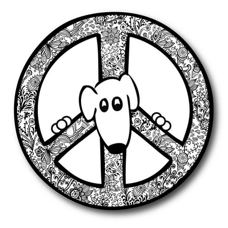 

Peace Dog Black and White Solid Peace Sign Magnet