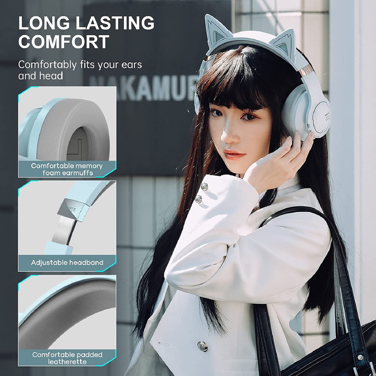 Restored Edifier G5BT CAT Wireless Bluetooth Wired Cat Ear Gaming Headset with Mic - Sky Blue - Certified Refurbished