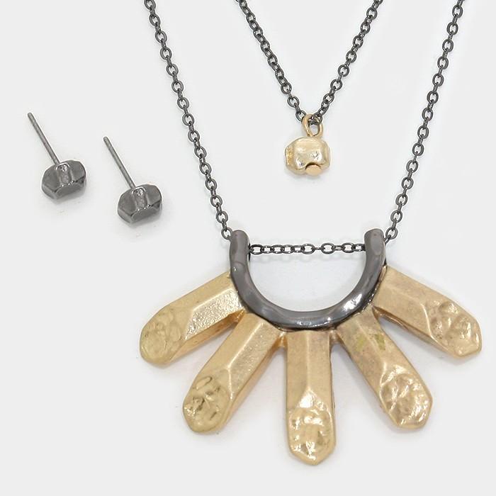 2-layers Hammered Metal Pendant 