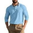 thumbnail image 2 of Zimjoy Long Sleeve Shirts for Men Casual Quick Dry Collared Shirt Big and Tall Henley Golf Shirts Lightweight Button Down Spring Collared Polo Shirt with Pocket, Light Blue XL, 2 of 6