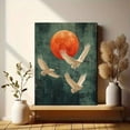 thumbnail image 6 of UXIEQU 2D Flat Sage Green Japanese Cranes Wall Art, Moon Bird Minimalist Japandi Print, 15.75x11.81 Inches Living Room Gift Decor, 6 of 8