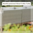 thumbnail image 5 of Sophia & William 5 Pieces Outdoor Patio Wicker Rattan Setional Conversation Sofa Set with Acacia Wood Coffee Table, Beige, 5 of 9