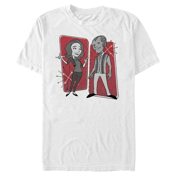 Men's Marvel WandaVision Animated Retro Couple  Graphic Tee White 3X Large