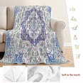 thumbnail image 5 of Blue Purple Boho Blanket Soft Cozy Warm Throw Blanket for Couch, Plush Fuzzy Flannel Fleece Blankets for Sofa, Vintage Abstract Art Floral Ethnic Tribe Bed Blankets Lightweight Gifts for Men, 50"x60", 5 of 9