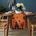 thumbnail image 2 of Halloween Orange Table Runner - 60 Inch Long, Kitchen Dining Table Runner Dresser Scarves, Spooky Ghost Castle Pumpkin Plaid Farmhouse Decor for Coffee Tables Wedding Party Banquet, 2 of 8