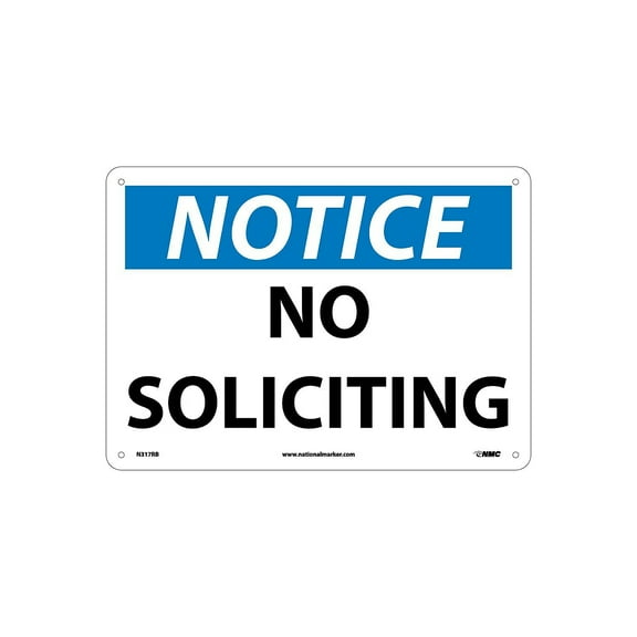 National Marker No Soliciting 10X14 Rigid Plastic Notice Sign N317RB