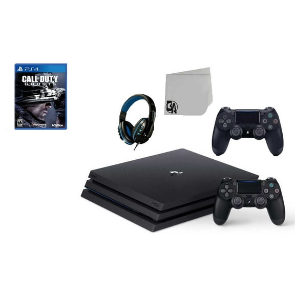Pre-Owned Sony PlayStation 4 Pro 1TB Gaming Console Black 2 Controller Included with Call of Duty Ghosts BOLT AXTION Bundle