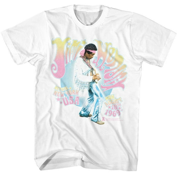 Jimi Hendrix Bethel NY 1969 White Adult T Shirt