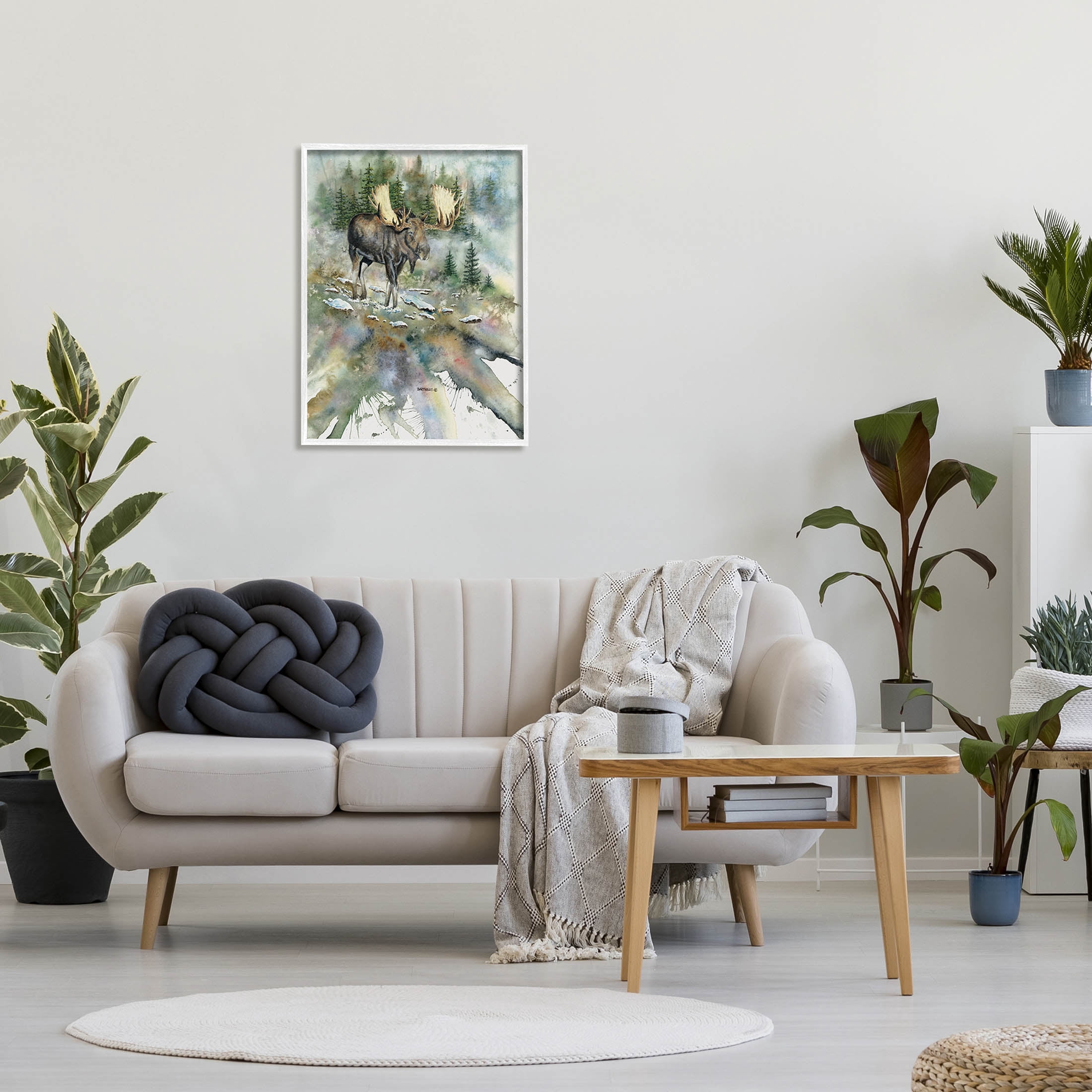 Moose Stepping Nature Wildlife Animals & Insects Graphic Art White Framed Art Print Wall Art