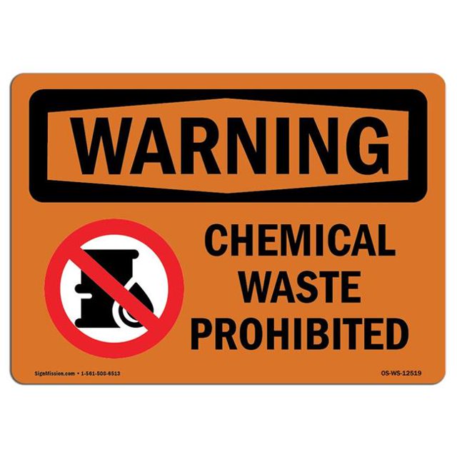 SignMission OS-WS-A-1218-L-12519 Panneau d'Avertissement de 12 x 18 Po OSHA - Déchets Chimiques Interdits