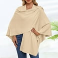 thumbnail image 2 of Womens Large Front Poncho Sweater Wrap Topper Knitted Elegant Shawls Cape For Fall Winter, 2 of 5