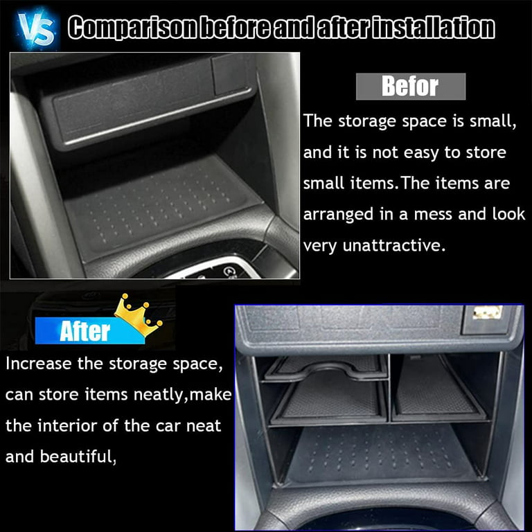 Kakash Custom Interior Accessories for Toyota Corolla Cross 2022 2023 ABS Center Console Tray Organizer,Armrest Storage Box with Black Anti-Dust Mats