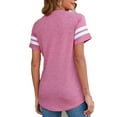 thumbnail image 2 of SAYFUT Women's Shirts Blouses Color Block Striped Short Sleeve T-Shirt Juniors Plus Size Tunic Top Asymmetric Hem Tops, 2 of 7