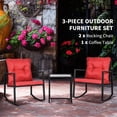 thumbnail image 3 of Red 3-Piece Outdoor Rocking Bistro Set with Wicker Chairs & Glass Table - Patio Conversation Seating for Porch & Garden Relaxation, 3 of 7