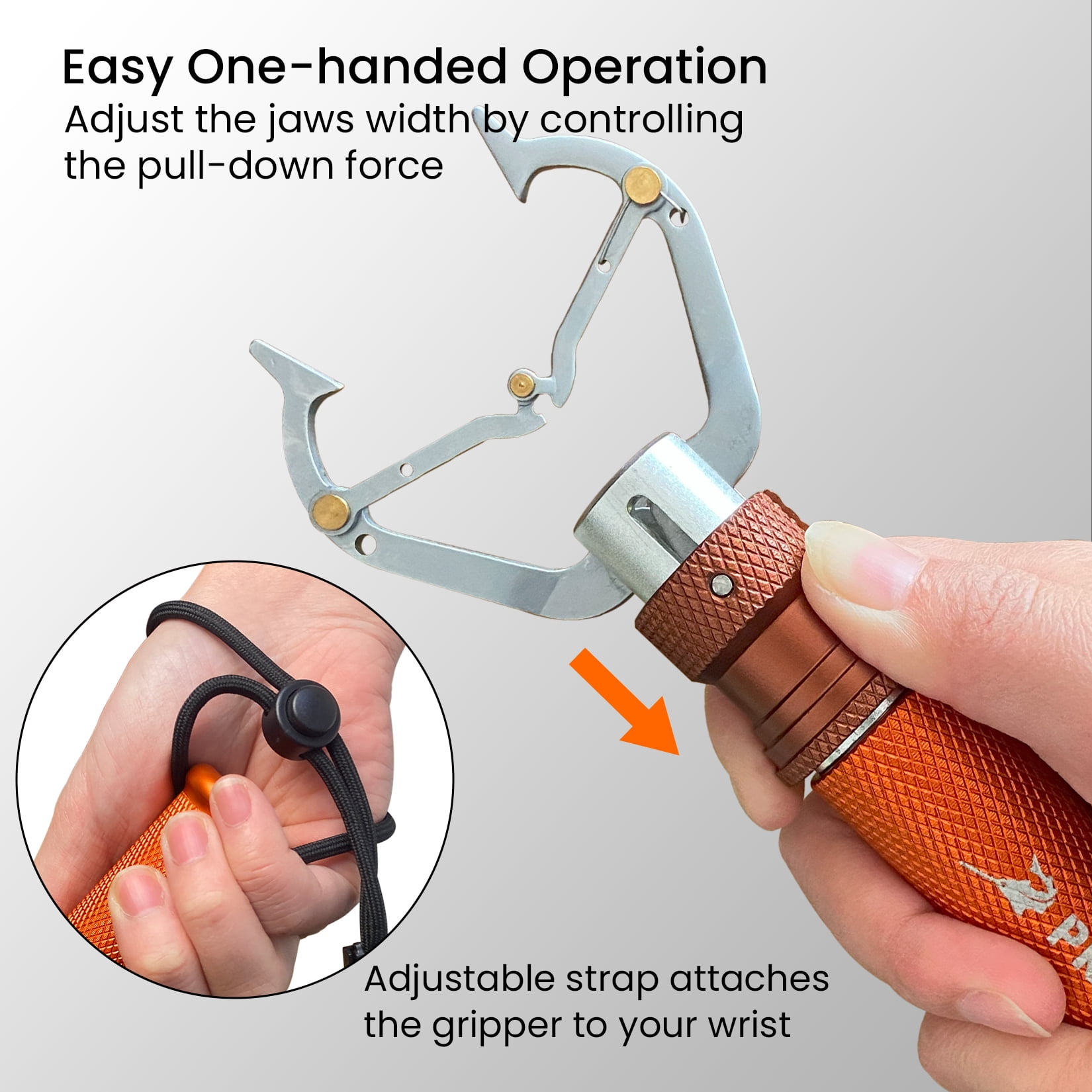 Pristis Metal Fish Lip Gripper, Stainless Steel Fishing Grabber for Freshwater Saltwater