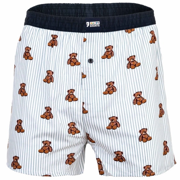 Happy Shorts Boxers de hombre tejidos - Estilo americano, algodón, estampados Bear on Stripes XL (X-Large)