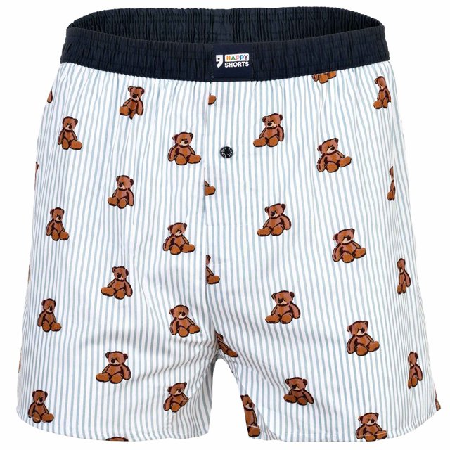 Happy Shorts Boxers de hombre tejidos - Estilo americano, algodón, estampados Bear on Stripes XL (X-Large)