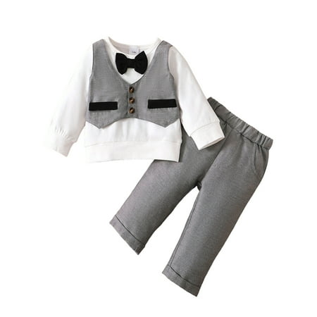 

Toddler Baby Boy Formal Outfits Infant boy Gentlemen Clothes 2PCS 9-12 Months