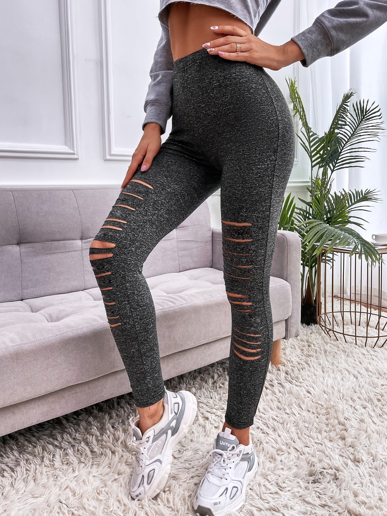 Women's Distressed Ripped High Waist 