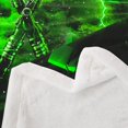 thumbnail image 3 of Erosebridal Neon Lightsaber Fleece Blanket, Green Geometry Sherpa Throw, Lightning Decor, 90x90, 3 of 7