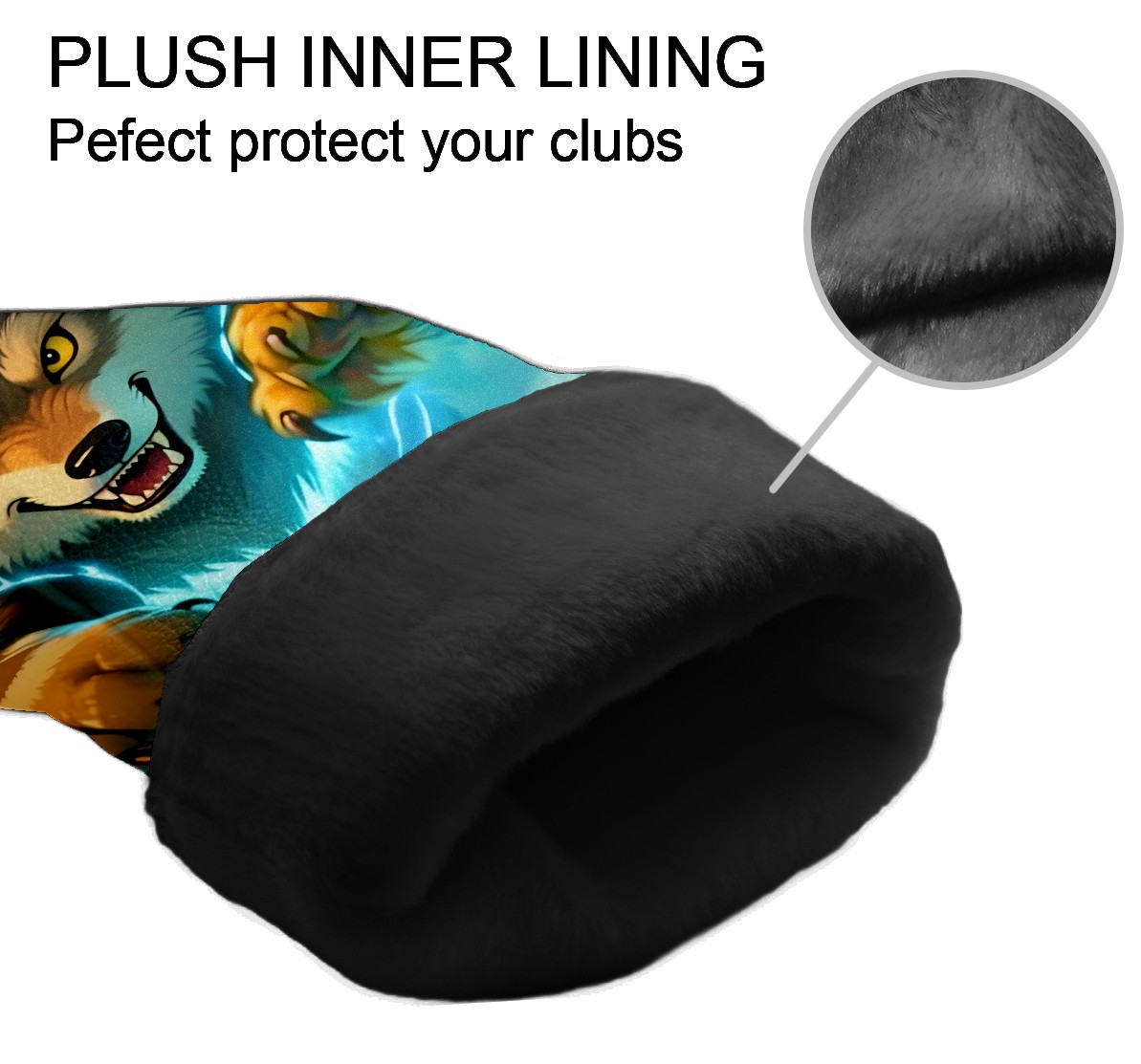 Golf Club Covers, Wolf Premium PU Leather Driver Hybrid Putter Head Covers with Velvet Lining, Waterproof Golf Gifts for Men Women