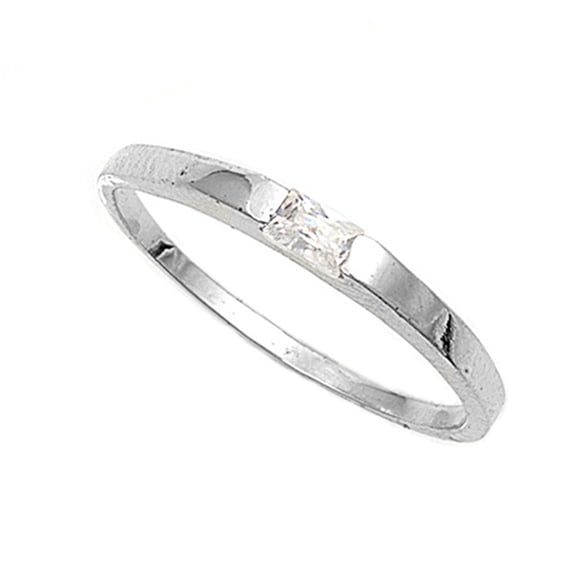 CHOOSE YOUR COLOR Modern Minimalist White CZ Ring .925 Sterling Silver Band Female Size 2