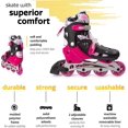 thumbnail image 3 of Patines en línea New Bounce ajustables para niños de 8 a 12 años, color rosa, 3 of 9