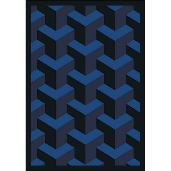 Rooftop Navy 3 ft.10 in. x 5 ft.4 in. WearOn Nylon Machine Tufted- Cut Pile Whimsy Rug