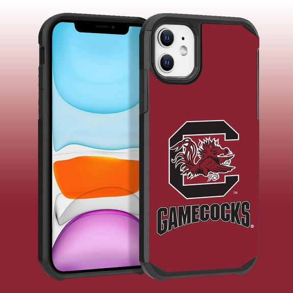Apple iPhone 11 / XR - Licensed NCAA University of South Carolina Gamecocks Logo on Red Textured Dual Layer Case