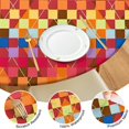 thumbnail image 4 of Colorful Geometric Pattern Round Fitted Tablecloth with Elastic Edge,Dining Table Cover Waterproof,Outdoor Round Tablecloth for Camping,Dining,Indoor and Outdoor, 4 of 7