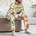 thumbnail image 7 of Xecao Monkeys in the Jungle Print Pajamas Set Mens Pajamas Long Sleeve Loungewear Two-Piece Sleepwear Button-Down Pjs Set,2PJS-Medium, 7 of 7
