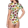 thumbnail image 4 of Daiia Colorful Fruits print Women's Crew Neck Short Sleeve Bodysuit Fashion Tops Fit Casual Basic Extender Bodysuit-X-Large, 4 of 9
