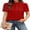 Red, variant on WIHOLL Womens Summer Tops Puff Sleeve Shirts Mock Neck Pleated Business Work Blouses Casual Summer Workout Outfits