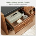 thumbnail image 3 of Wirrytor Curved Edge Shoe Storage Bench with 2 Drawers, 2-Tier Cushioned Entryway Bench Shoe Rack Organizer for Hallway Bedroom Living Room, Walnut, 3 of 11