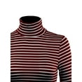 thumbnail image 5 of MixMatchy Women's Tight Fit Lightweight Solid/Stripe Long Sleeves Turtle Neck Top, 5 of 5