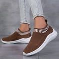 thumbnail image 3 of Running Shoes for Women Men Solid Color Knit Mesh Slip on Sock Sneakers Comfy Soft Sole Lightweight Casual Walking Shoes Coffee Size 6.5, 3 of 5