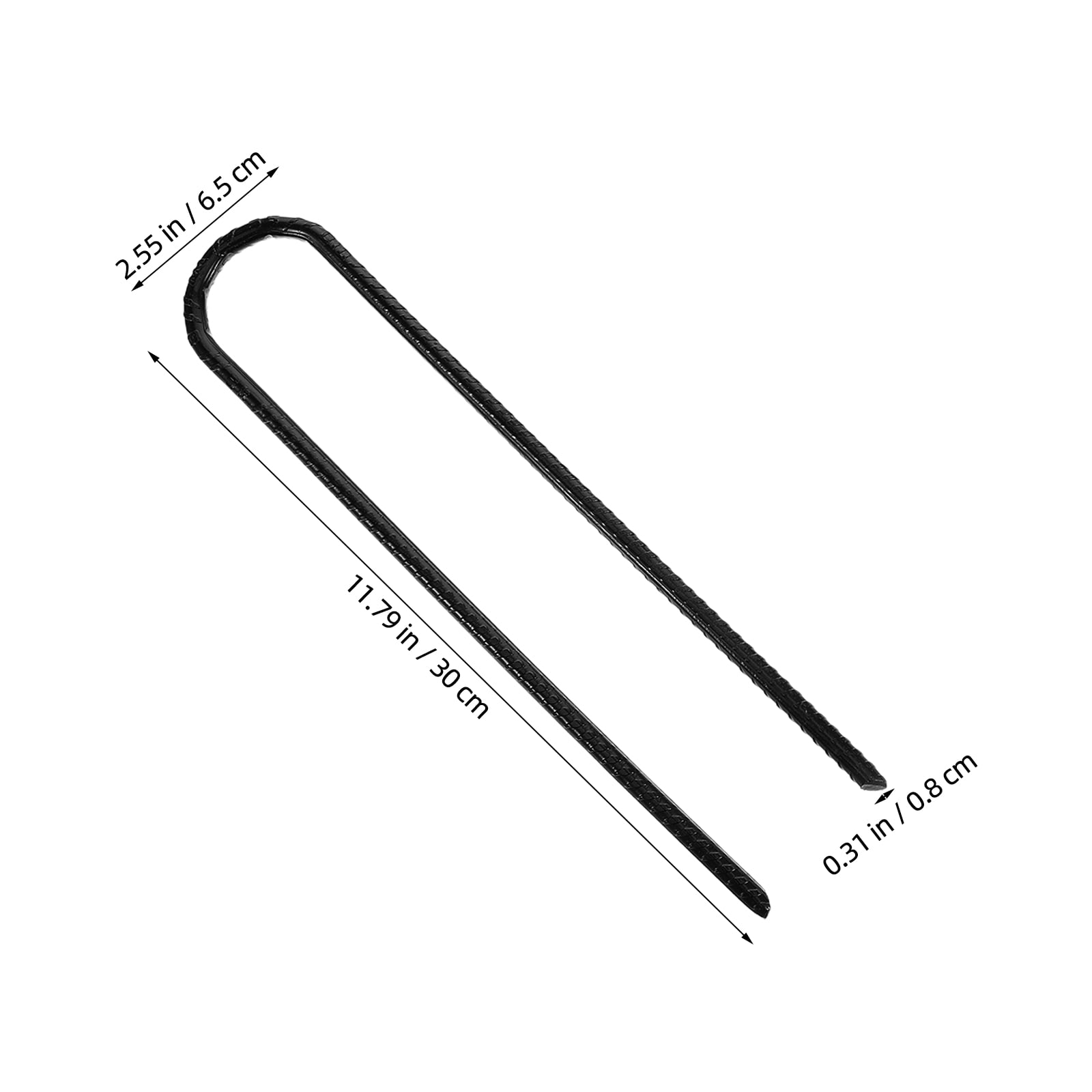 FOMIYES 4-Pack Heavy Duty Black Steel Garden Stakes for Landscape, Tent, Tarpaulin, Fence, and Outdoor Ground Stability Pins