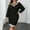 001 Black, variant on Womens Plus Size Long Sleeve Sweater Midi Dress Casual V-Neck Bodycon Knit Ribbed Color Block Long Dress for Fall Winter