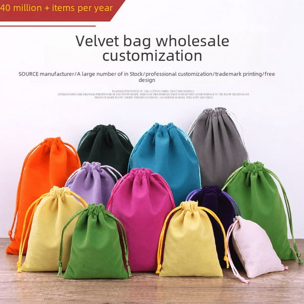 Bolsa de terciopelo para embalaje de joyas, bolsa con cordón, bolsa de almacenamiento para auriculares con alimentación móvil