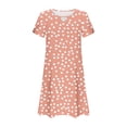 thumbnail image 4 of MaFYtyTPR Women Summer Dress Fashion Printed Casual Hollow Neckline Short Sleeve Loose Round Neck Dresses A-Orange XL, 4 of 5