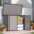 thumbnail image 1 of AECOJOY Remise de Rangement Extérieure en Résine de 23 Pi3 avec Plancher, Coffre de Terrasse en Plastique Imperméable, Bâtiment de Rangement de Patio Robuste pour Outils, Cour Arrière, 1 of 8