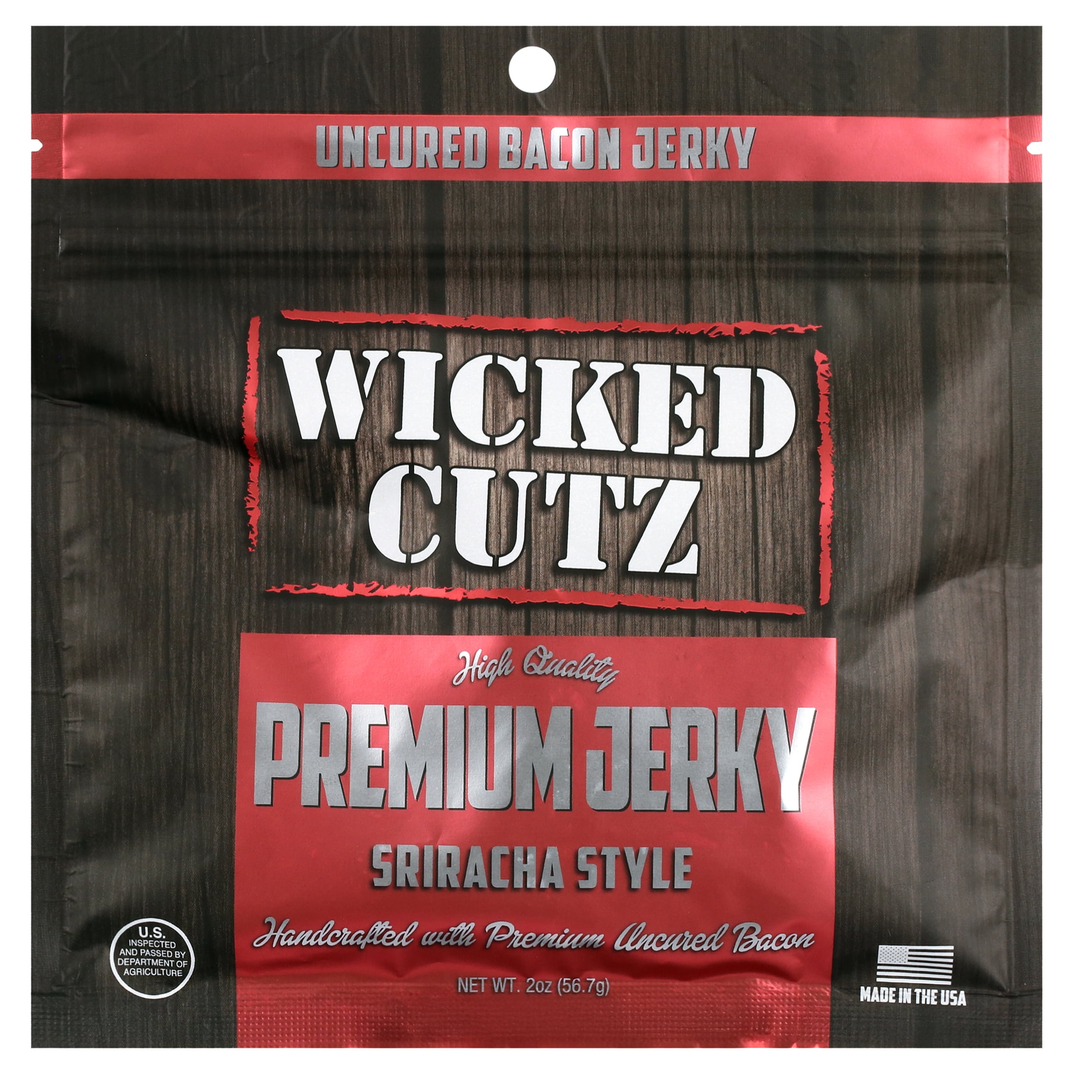 Wicked Cutz Premium Tender Spicy Jerky, Quality Natural Smoked Variety, Beef, Chicken, Bacon, 4-Pack