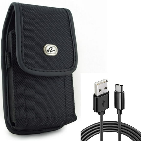 6ft USB-C Cable w Case Belt Clip for Samsung Galaxy S22 Plus,S22 S21 FE 5G - Type-C Charger Cord Power, Rugged Holster Canvas