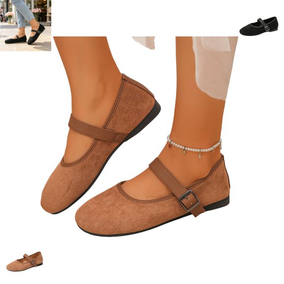 YOUYEDIAN Mary Jane Shoes Women Fall Versatile Round Toe Comfortable Slip On Flats Fashion Soft Casual Dress Shoes