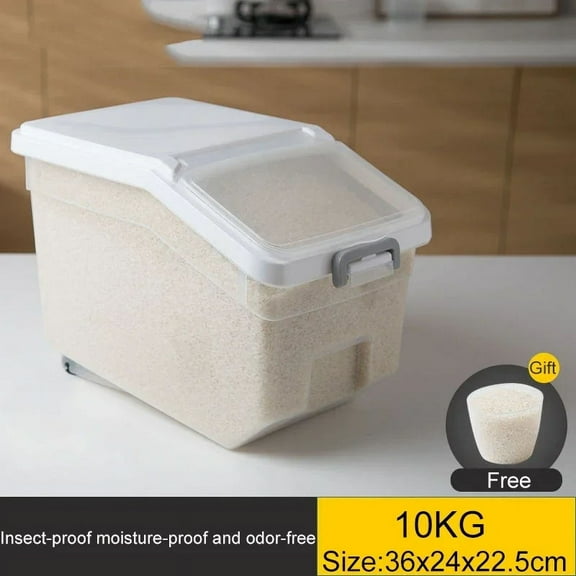 10KG Rice Storage Box Moisture Proof and Insect Proof Dispenser Flour Cereal Bucket Kitchen Food Container Kitchen Organizer
