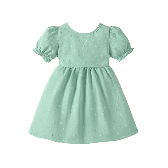 3T Baby Girls Dress 4T Girls Short Sleeve Dress Round Neck Solid Color Toddler Girls Summer Dress Green Dress